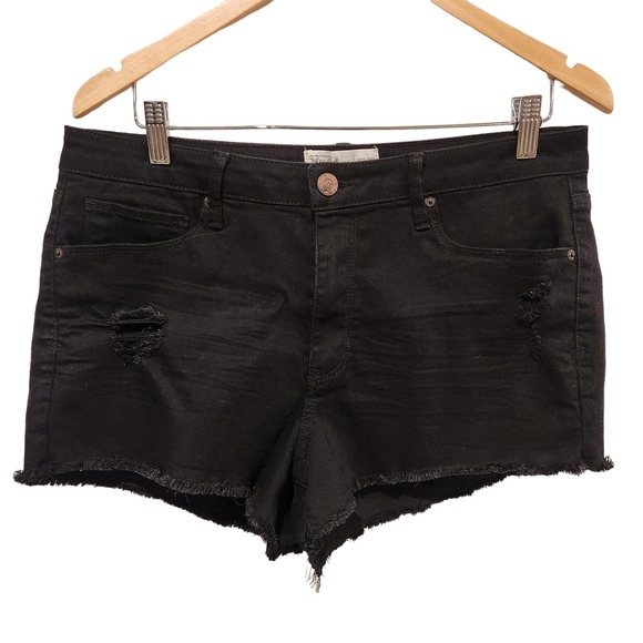 Mudd Pants - Mudd Womens Black High Rise Shortie Distressed Plus Size Shorts Size 15 Festival